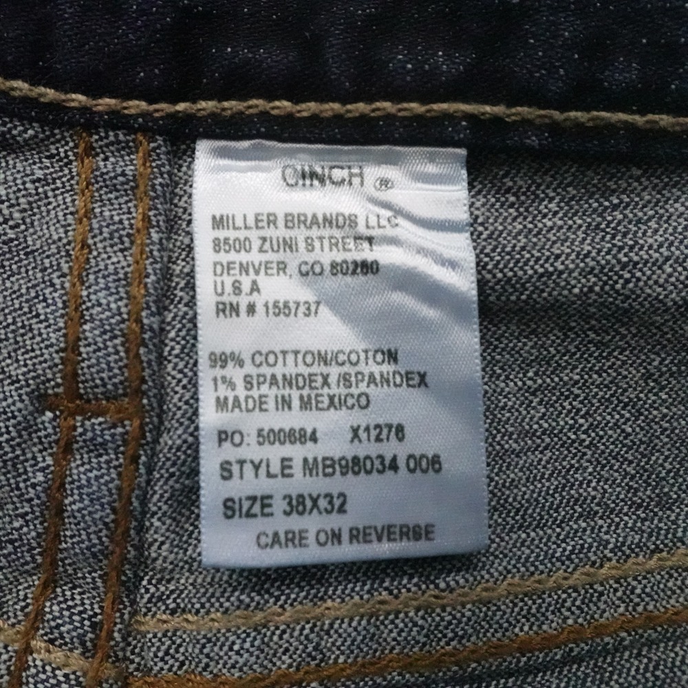 Cinch Jeans Men 38x32 Dark Wash Relaxed Straight Leg Stretch Denim Western - Picture 3 of 10